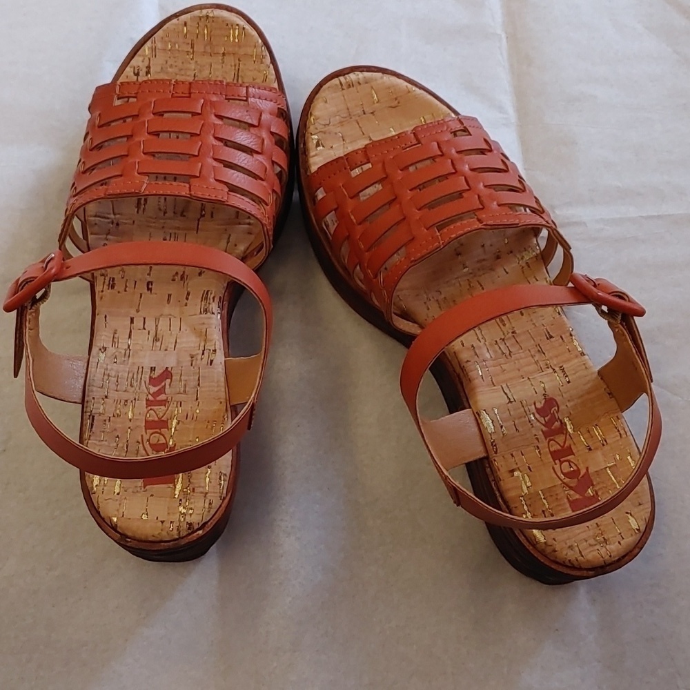 Korks Marley Strappy Wedge Sandal Orange Cinnamon NEW Womens - Picture 6 of 7